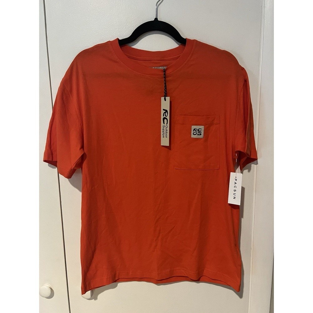 RCOS Reese Cooper Outdoor Supply Mens Orange Pocket T Shirt Sz Small